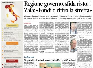 Regione – governo, sfida ristori – Gazzettino